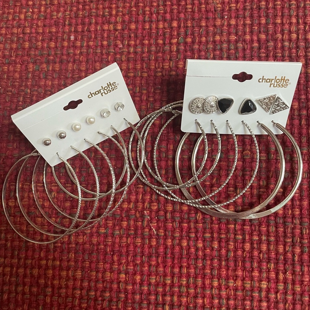 Charlotte Russe Silver and Black Earring Collection
